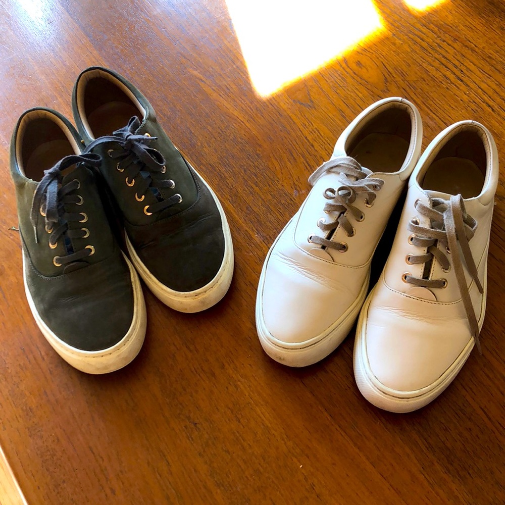 Nisolo Elayna Sneakers Size 8 Bone and Moss
